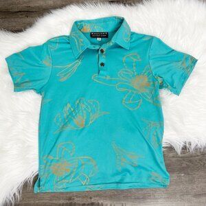 Kauluae Boys Youth Small Miulana Palani Pullover Polo Shirt Seafoam Teal Gold